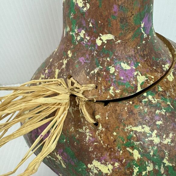 Hand Painted Gourd Decoration Folk Art Opens Up Vintage - Picture 5 of 11